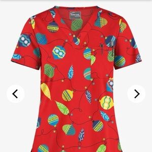 Festive scrub/smock . 97% Cotton 3% Spandex NWT